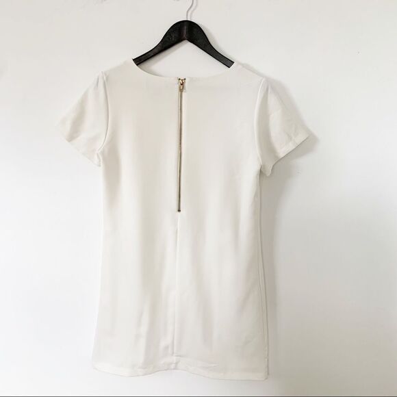 Lulu’s “Shift & Shout” Ivory Short Sleeve Shift Dress - Picture 4 of 8